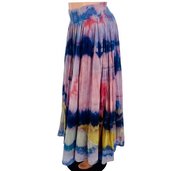 RARE Vintage Free People Hippie Tie Dye Gauzy Flowy Maxi Skirt Coastal Boho Y2K - Picture 9 of 16